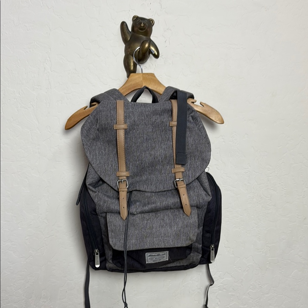 Eddie Bauer First Adventure baby backpack gray and brown